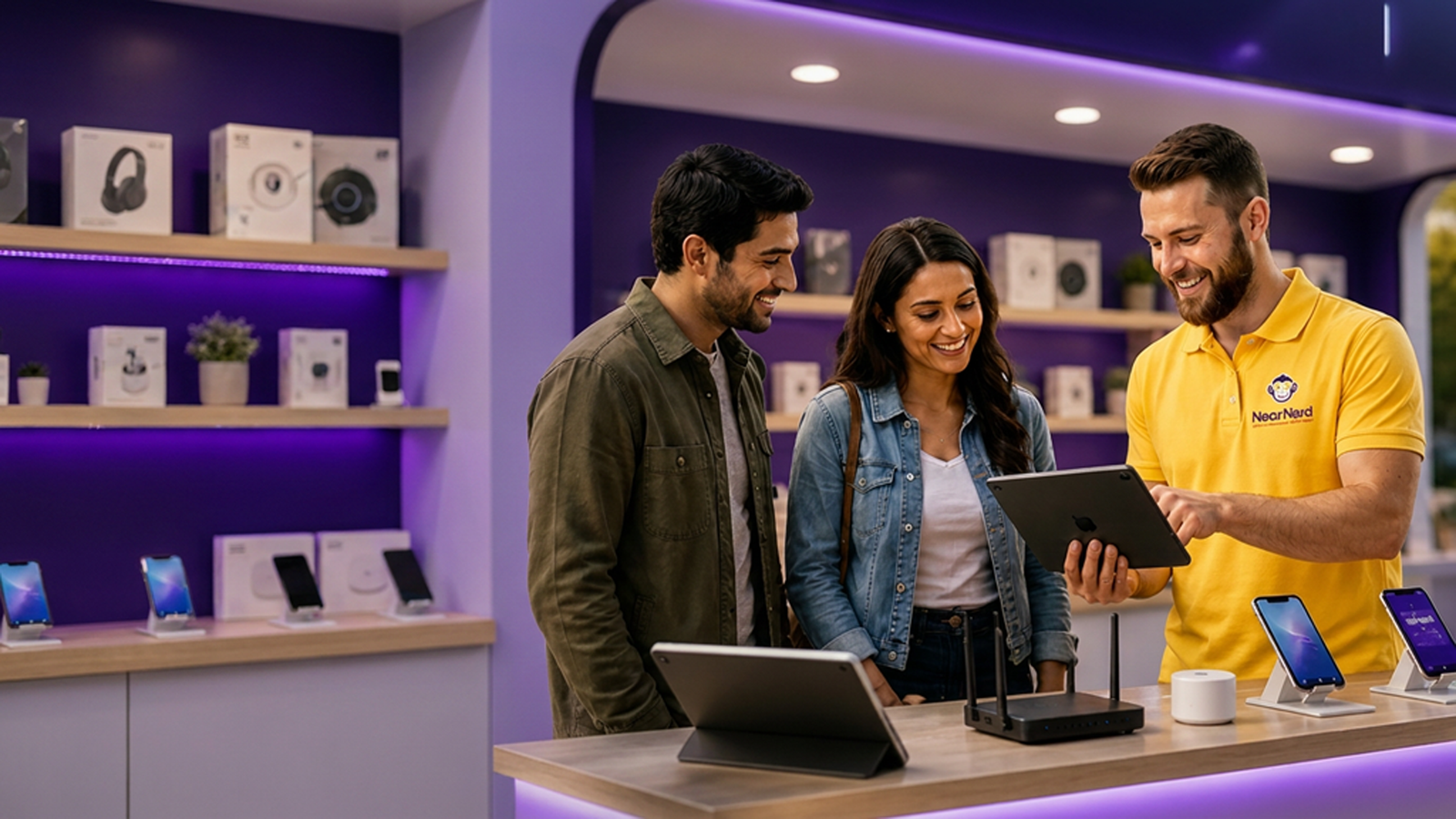 Near Nerd team helping customers in-store